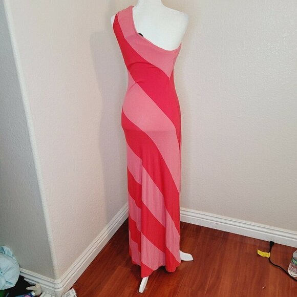 Ted Baker London Caty Pink Stripe One Shoulder Maxi Dress Size 1 / X-Small - Picture 4 of 10